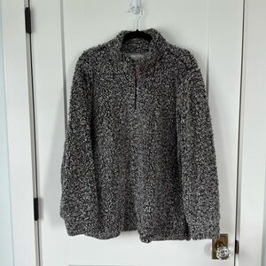 Weatherproof quarter zip, fuzzy, fleece in gray